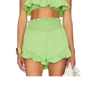 Lime Green Ruffle high waisted shorts